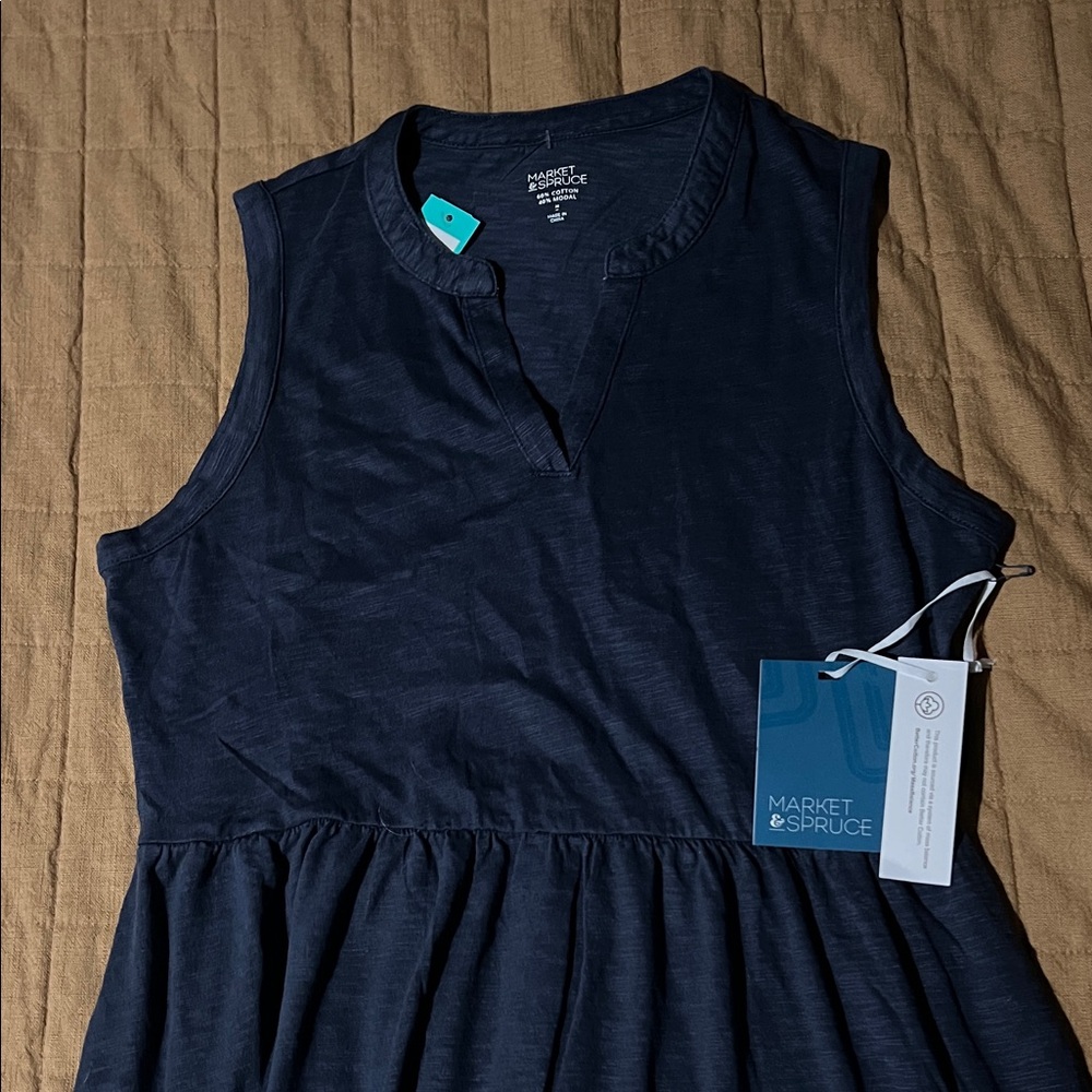 Market & Spruce Dark Blue Sleeveless Blouse